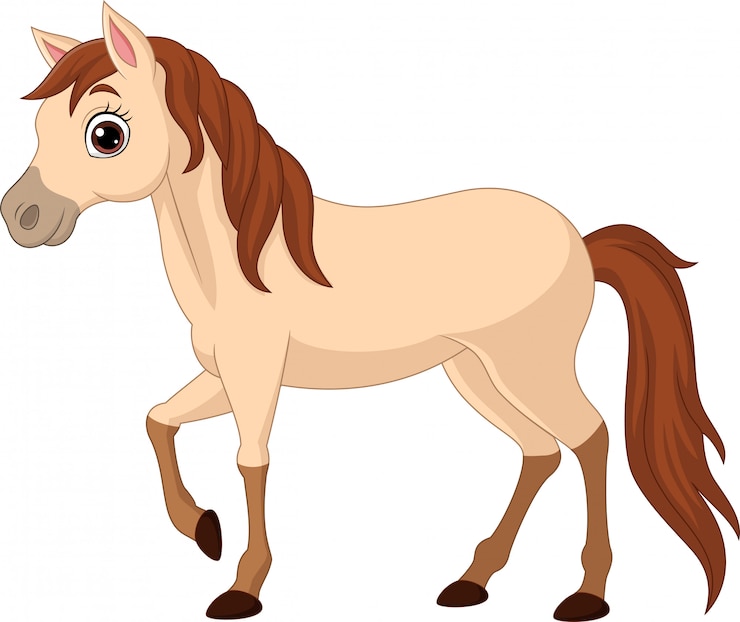 Vector cartoon brown horse isolated on white background