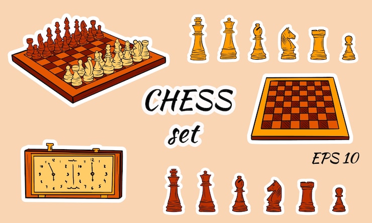 Cartoon chess pieces.
