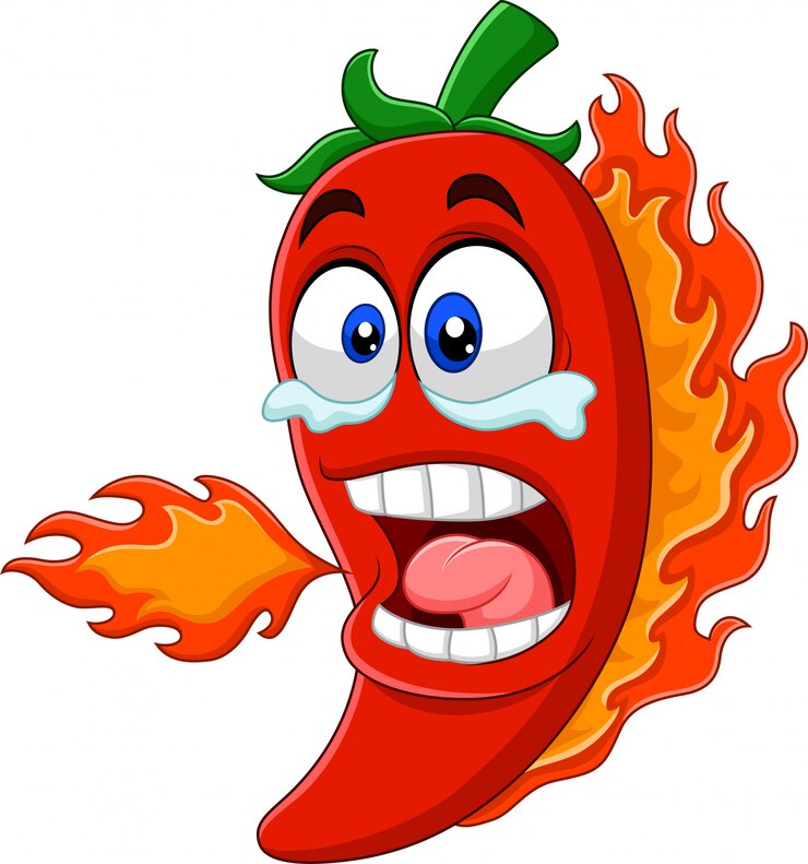 Vector cartoon chili pepper breathing fire