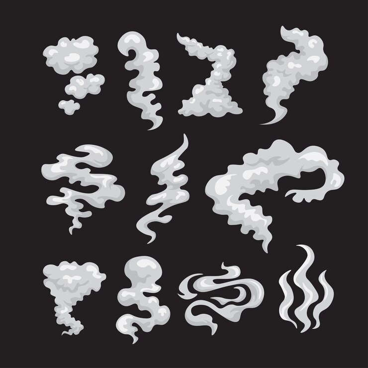 Vector cartoon clouds of smoke and explosion illustration