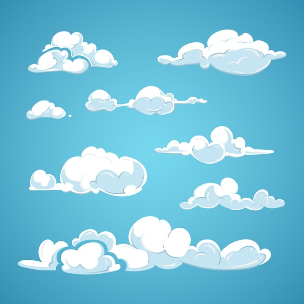 Cartoon clouds vector set