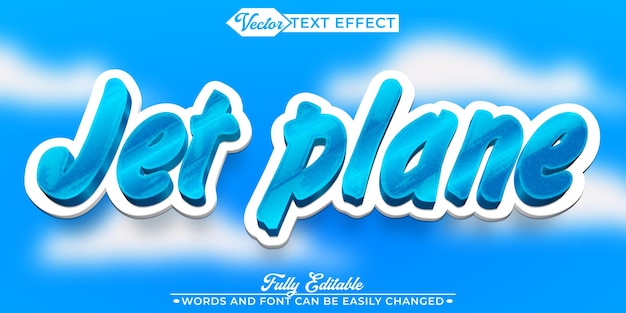 Cartoon Cloudy Jet Plane Vector Editable Text Effect Template