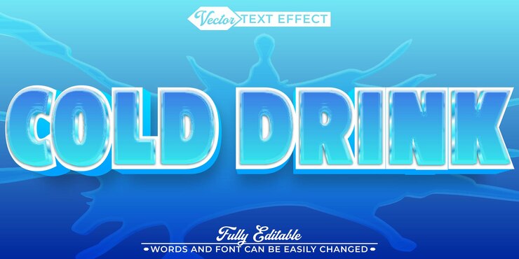 Vector cartoon cold drink vector editable text effect template