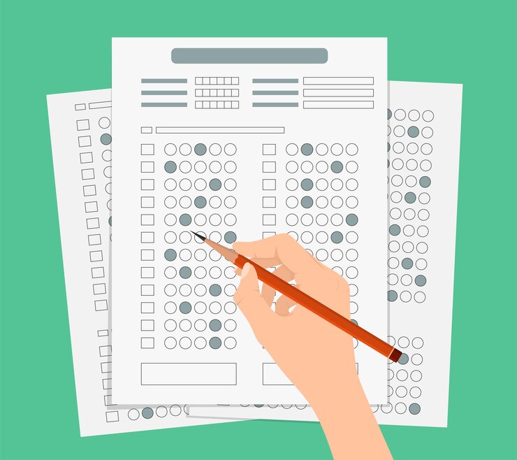 Cartoon Color Exams Quiz Test Concept Vector