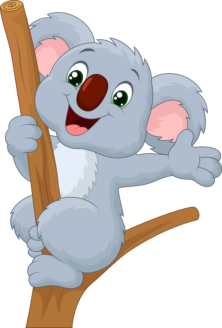 Vector cartoon cute koala waving hand