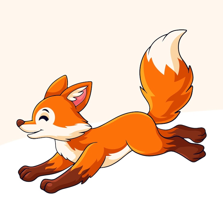 Vector cartoon cute little fox on white background