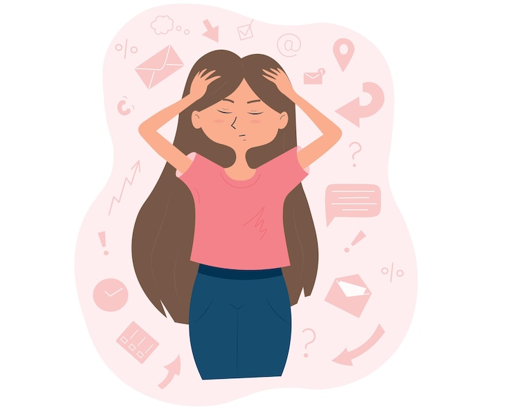 Cartoon cute overloaded girl
