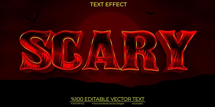 Cartoon Dark And Shine Red Scary Editable Vector Text Effect