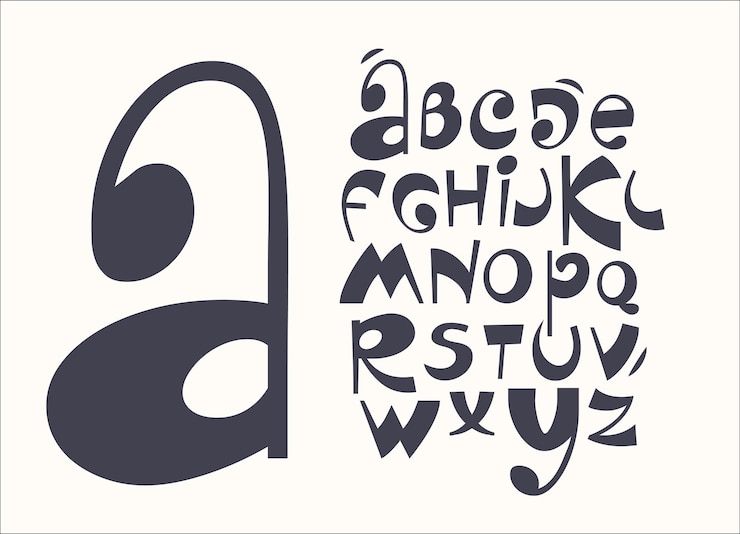 Vector cartoon font alphabet letters childish typography playful typographic design joyful typeset for kids product logo birthday headline carnival and festival title children book and toy type vector