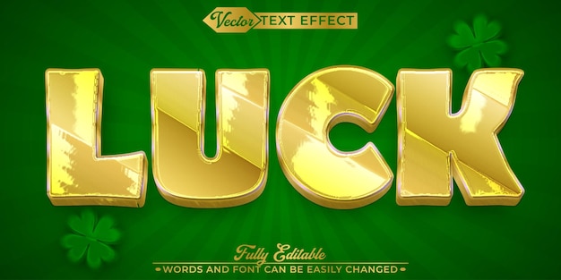 cartoon golden casino luck vector editable text effect template