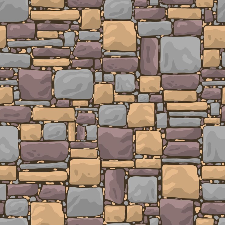Vector cartoon gray stone wall texture background card vector