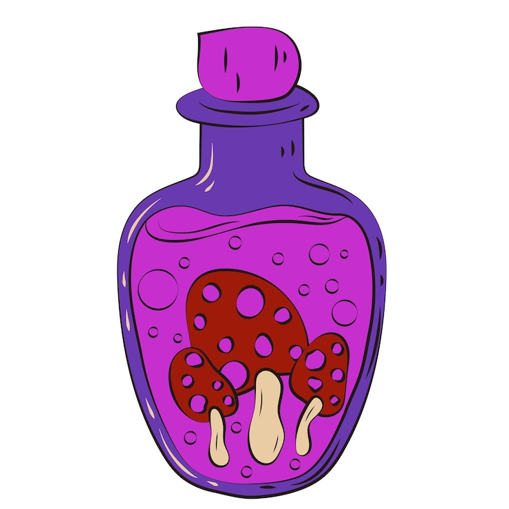 Vector cartoon halloween potion bottle illustration art