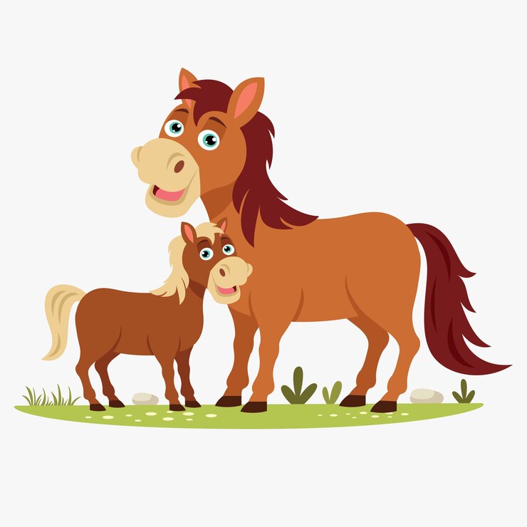 Vector cartoon illustration of a horse