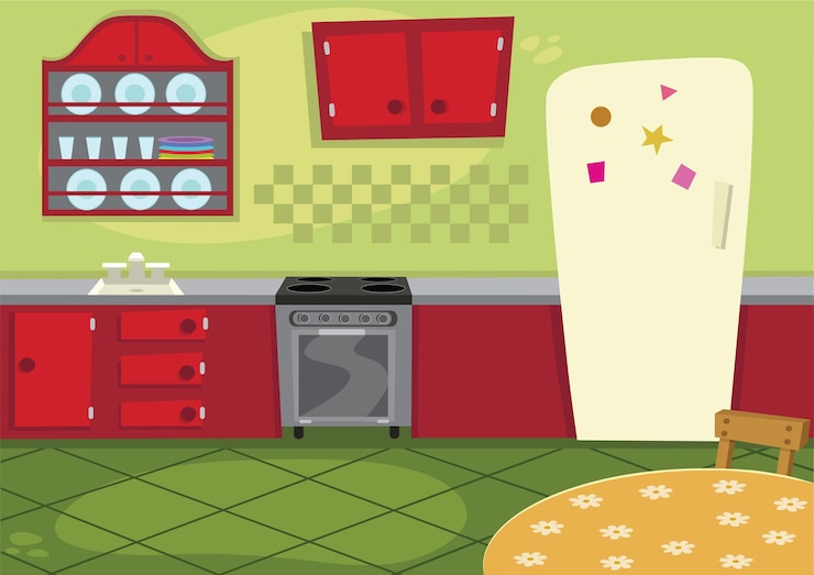 Vector cartoon kitchen vector illustration