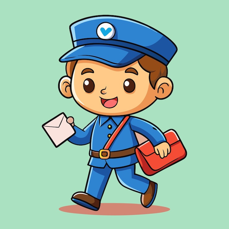 Vector cartoon mailman delivering mail