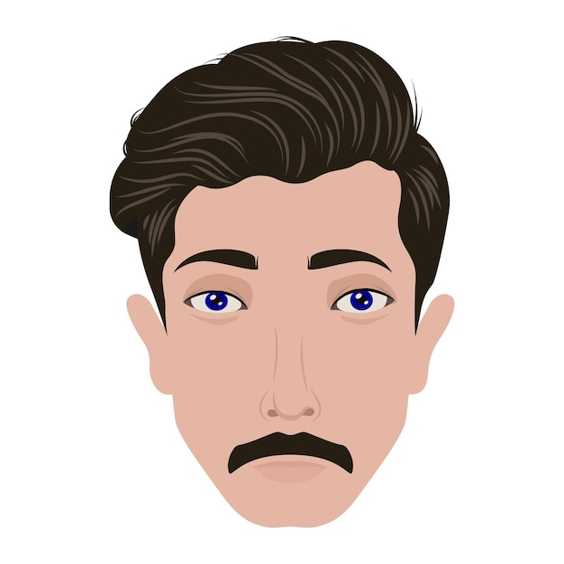 Cartoon Male Face Illustration with Short Hair and Simple Look