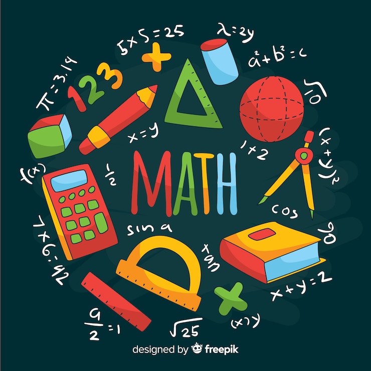 Vector cartoon math chalkboard background
