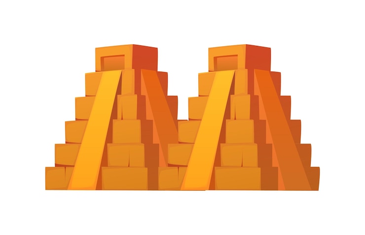 Vector cartoon mexican font aztec pyramid letter m