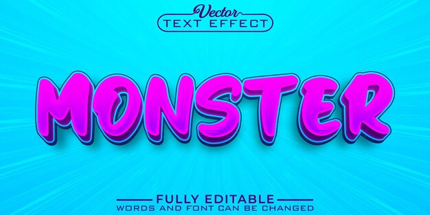 Cartoon Purple Monster Vector Editable Text Effect Template