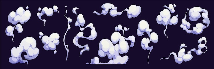 Vector cartoon smoke clouds vector set of white flavor