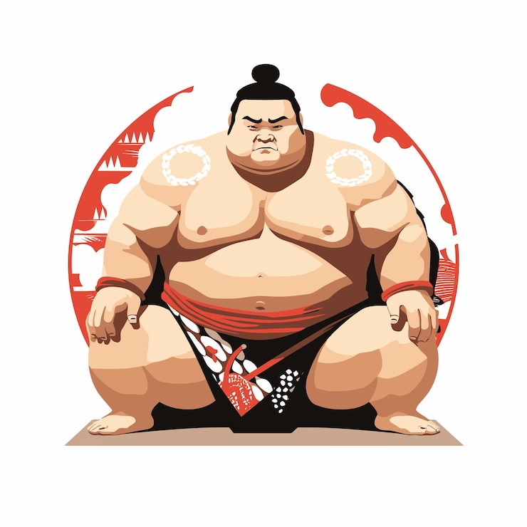 Vector cartoon sumo fighter
