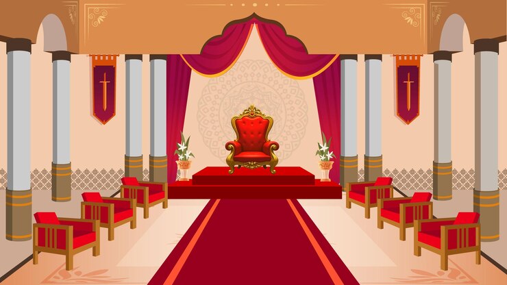 Vector cartoon throne room vector illustration background