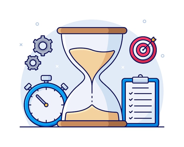 Cartoon Time Management Concept Illustration