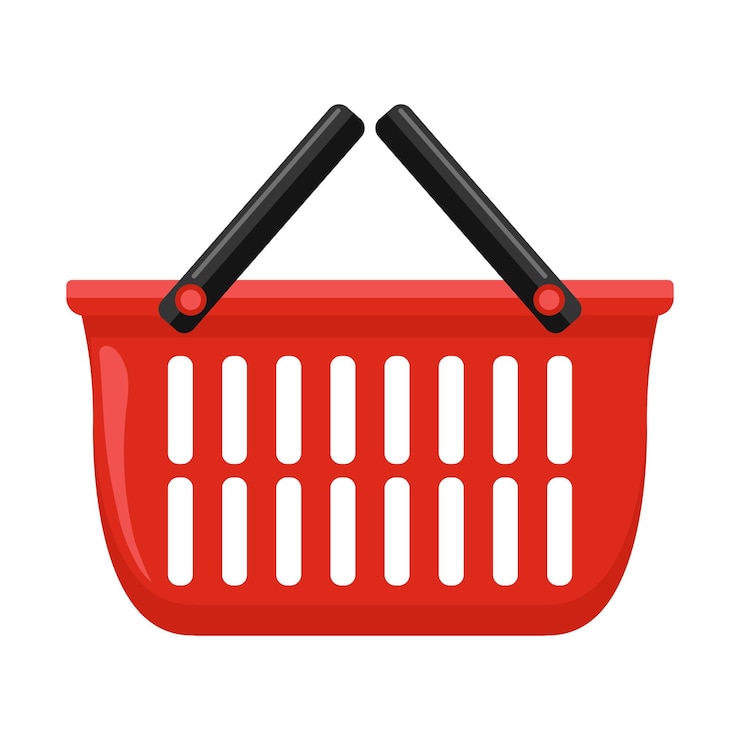 Vector cartoon vector illustration isolated object red plastic shopping basket