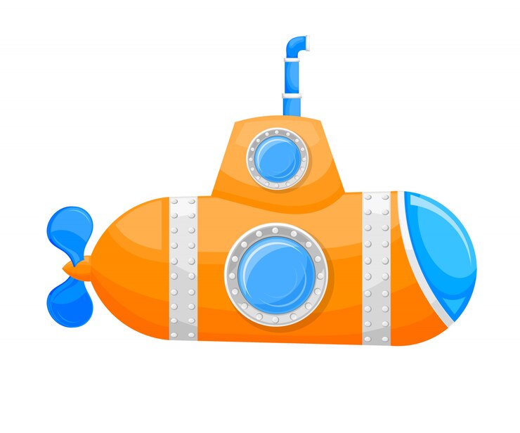 Cartoon yellow submarine Vector illustration