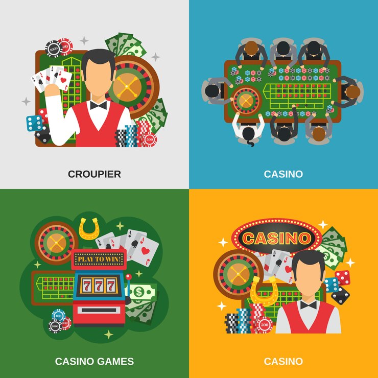 Vector casino concept set 
