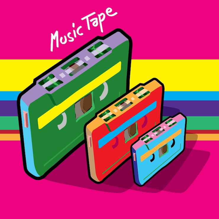 Vector cassette tape pop art