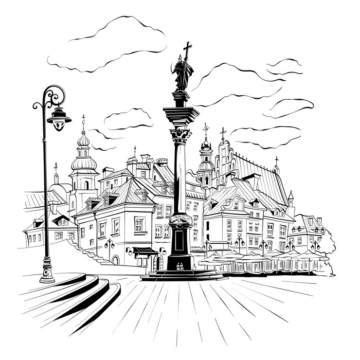 Vector castle square in warsaw poland