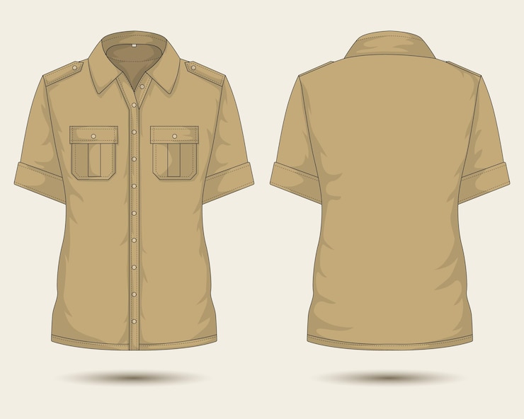 Vector casual outdoor shirt template front and back view