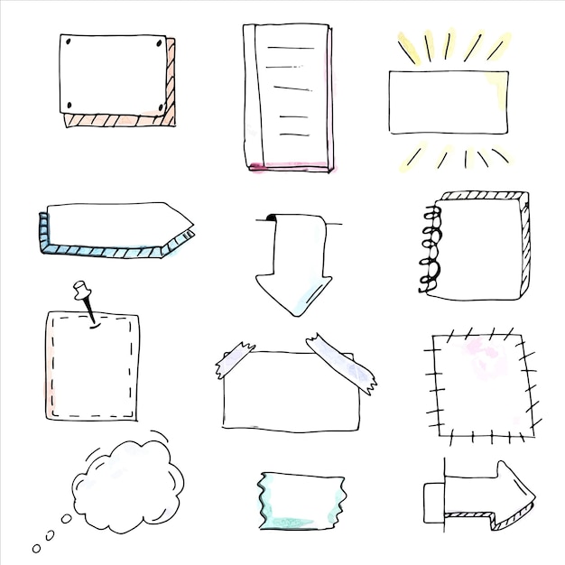 Catatan kertas vintage atau koleksi pengingat Elemen desain vektor