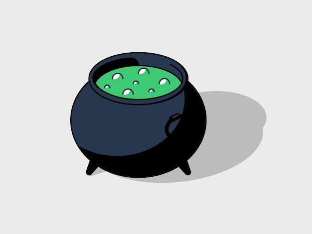 Cauldron isometric vector illustration with shadow