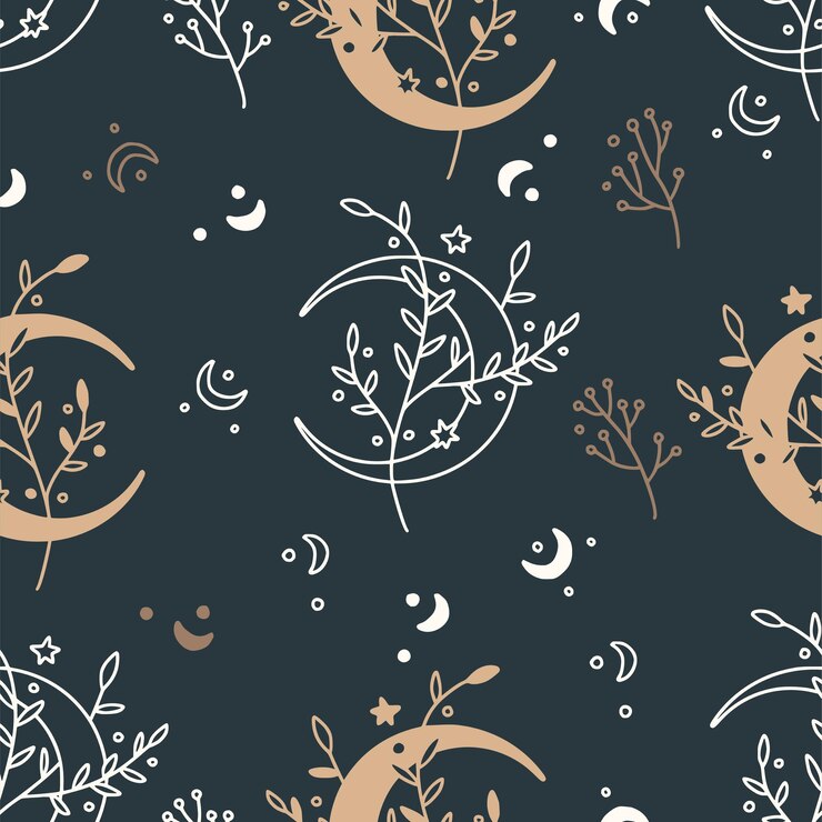 Celestial floral seamless mystic pattern