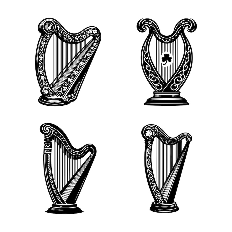 Vector celtic harp svg bundle