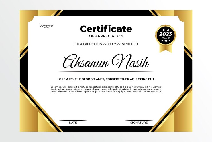 Certificate design template gold black elegant
