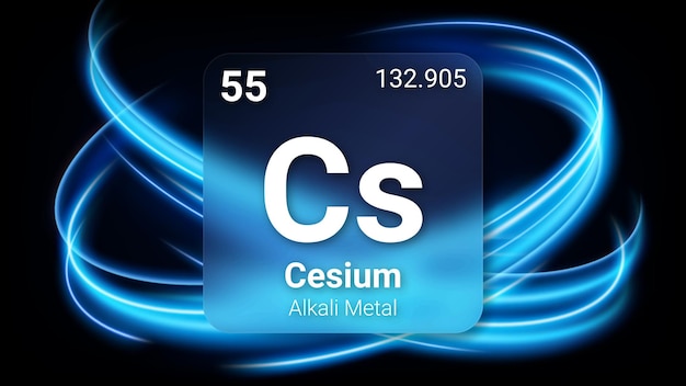 Cesium Cs 056 Alkali Metal Glass Morphism Element Periodic Table Chemical Symbol Name Atomic Mass