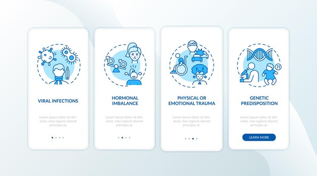 cfs causes onboarding mobile app page screen with concepts