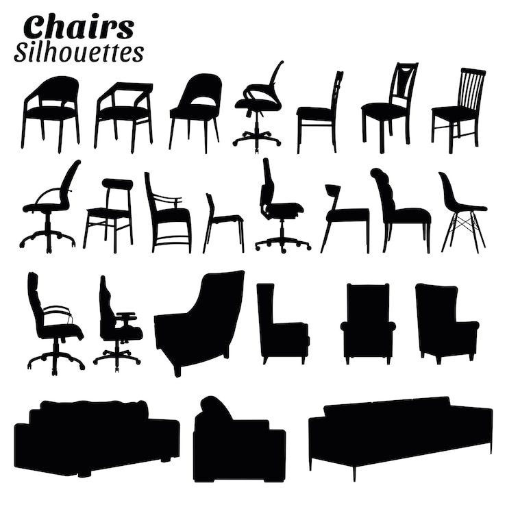 Chairs silhouette vector illustration set