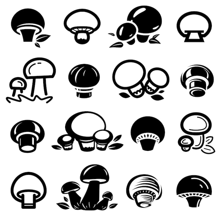 Vector champignons set collection icon champignon vector