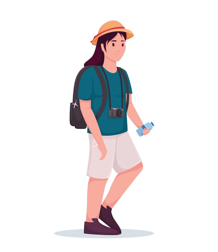 Vector characters tourists traveling people vector illustration