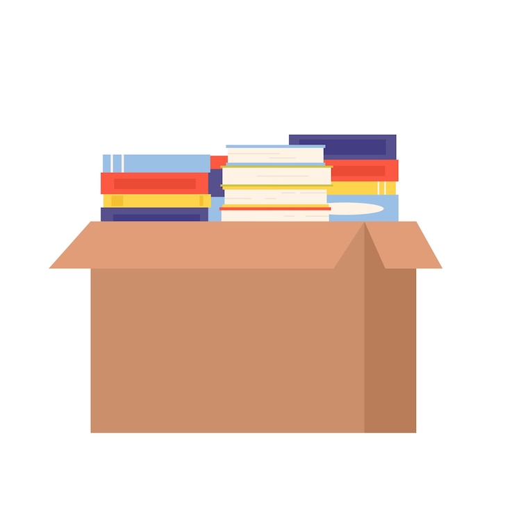 Vector charity box full of books