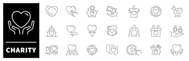 Charity vector icon set