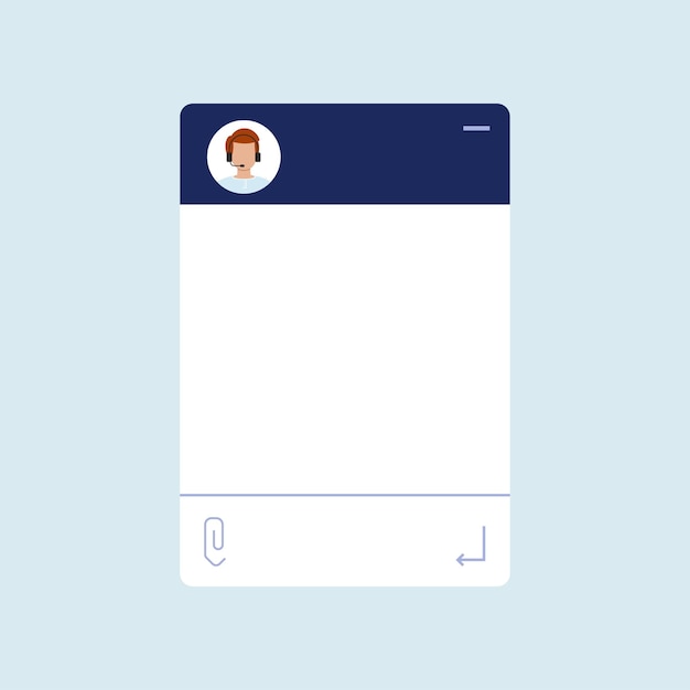 chat bot dialoge window with man in headset isolated