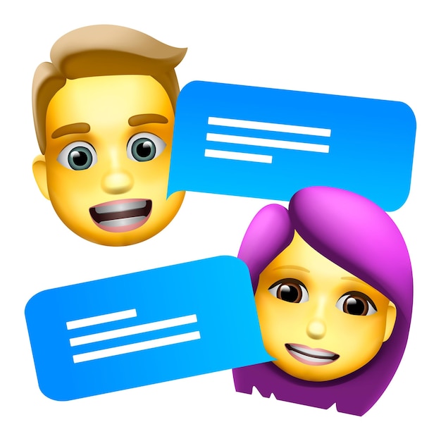 Chat bot man and woman emoji  concept Cartoon character icon design Support service vector image