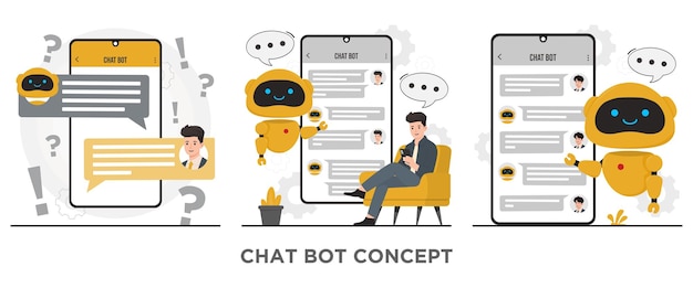 chatbot concept flat design vector illustration of chat bot ai concept