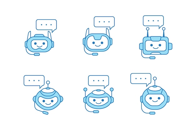 chatbot icon or virtual assistant icon design with bubble speech and headset icon