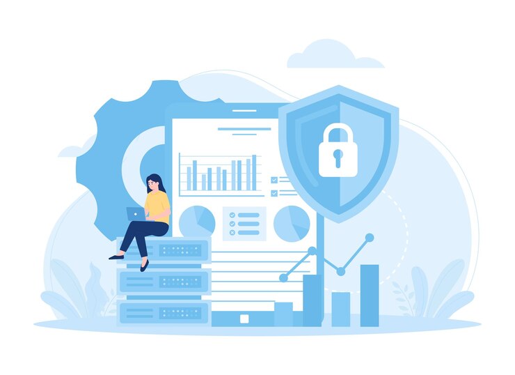 Check analyst data security trending concept flat illustration
